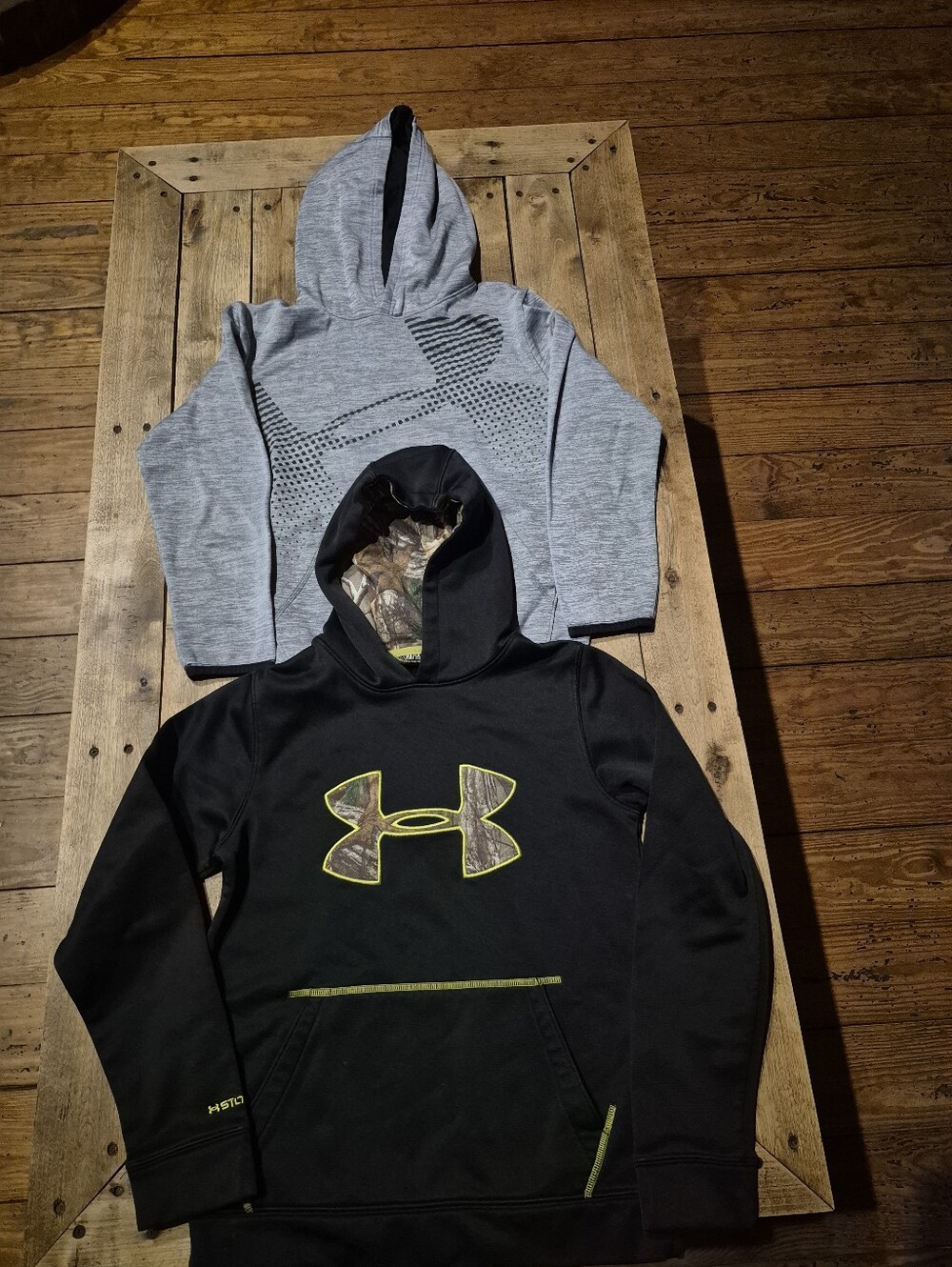 Under Armour Boys' Black Hoodie with Camouflage Logo and Gray Pullover Set  YMD